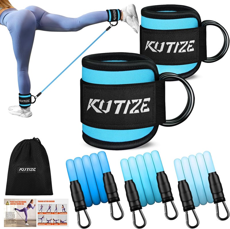 KUTIZE Ankle Resistance Bands with Cuffs for Women & Men - 3-Level Adjustable Leg & Glute Workout Equipment, Portable Home Gym Exercise Bands for Kickbacks, Hip Thrusts, Yoga, Strength Training - Image 1
